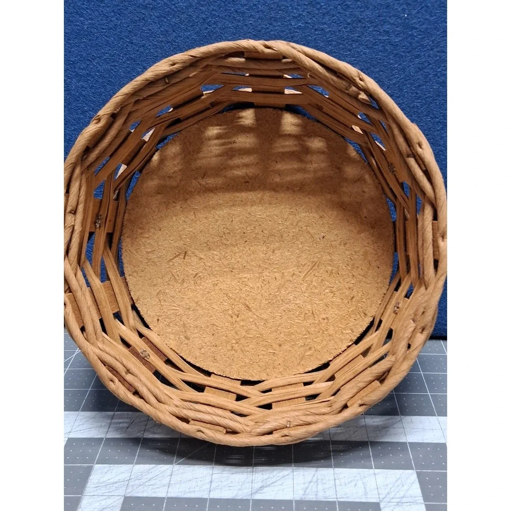 Pyrex Woven Basket‎ Casserole Carrier Brown Round Leather Handles 024 524 584